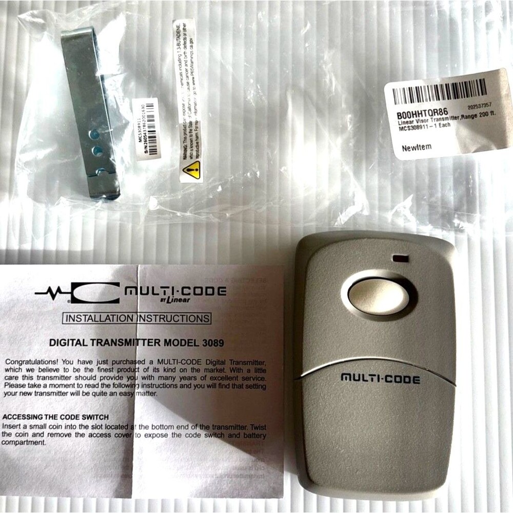 Multi-Code 3089 Garage Door Gate Opener Remote 300 MHz Linear Visor Clip